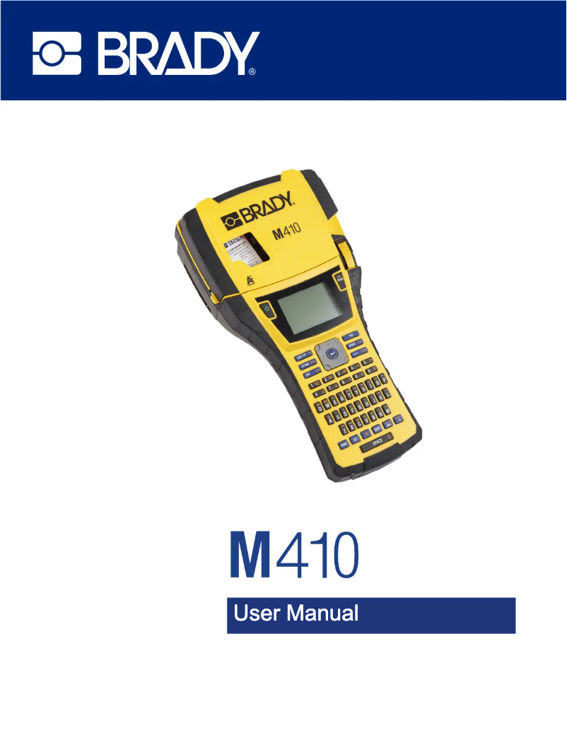 Page 1 of the manual User Manual Brady M410