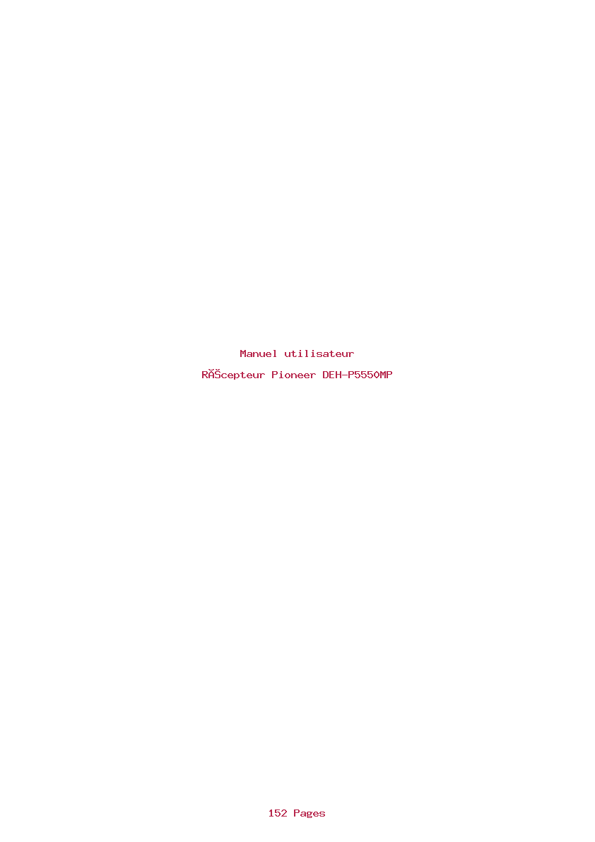 Page 1 de la notice Manuel utilisateur Pioneer DEH-P5550MP