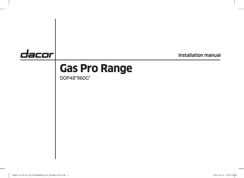 Page 1 de la notice Manuel utilisateur Dacor DOP48T960GS