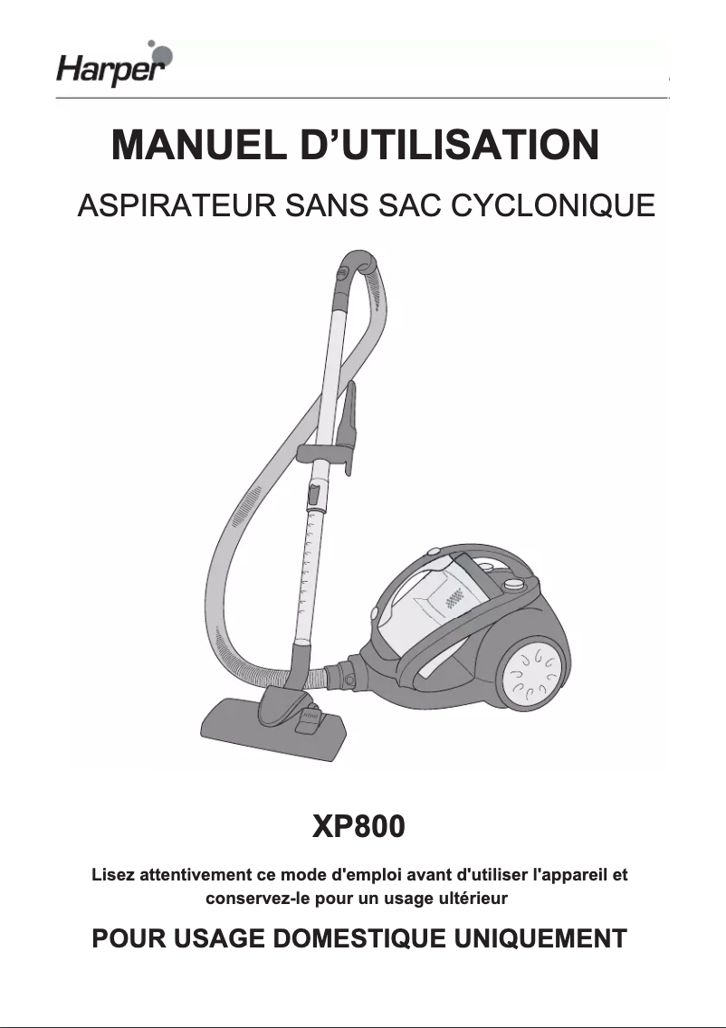 Page 1 de la notice Manuel utilisateur Harper XP800