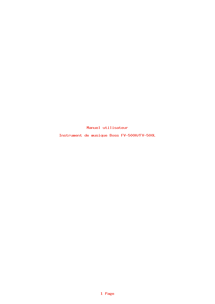 Page 1 de la notice Manuel utilisateur Boss FV-500H/FV-500L