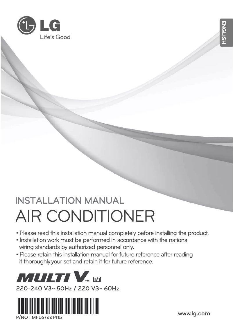 Page 1 de la notice Manuel utilisateur LG ARUV160BTS4