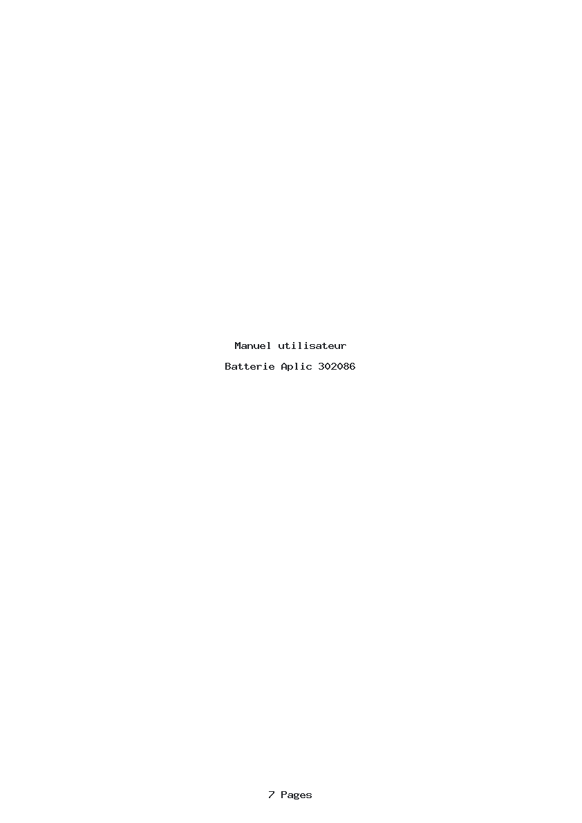 Page 1 de la notice Manuel utilisateur Aplic 302086