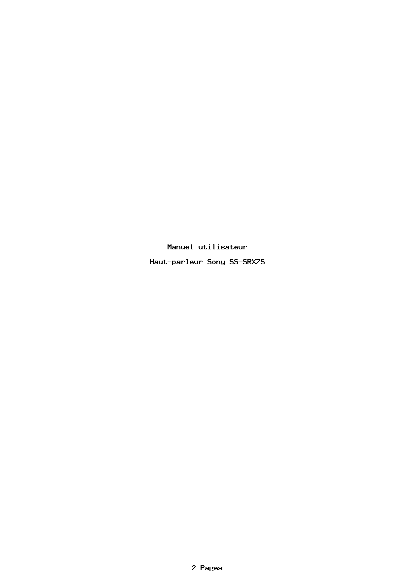 Page 1 de la notice Manuel utilisateur Sony SS-SRX7S
