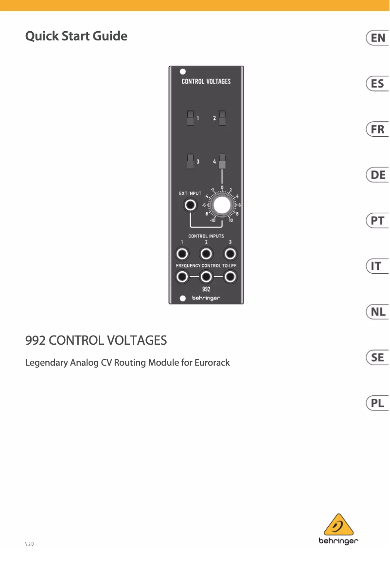 Página 1 del manual Guía de inicio rápido Behringer 992 Control Voltages