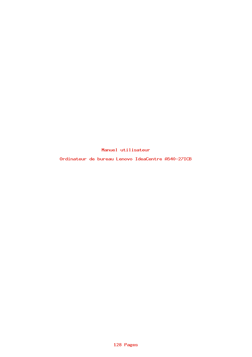 Page 1 de la notice Manuel utilisateur Lenovo IdeaCentre A540-27ICB