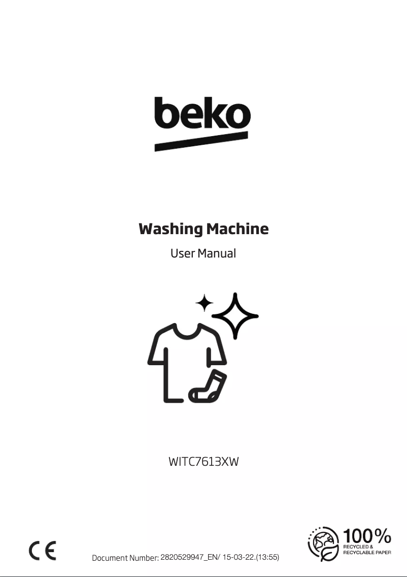 Page 1 de la notice Manuel utilisateur Beko WITC7613XW