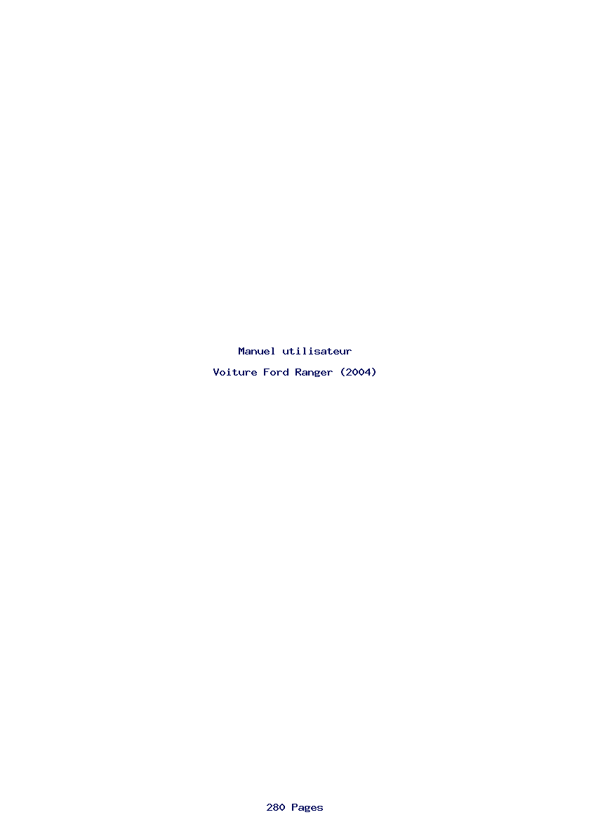 Page 1 de la notice Manuel utilisateur Ford Ranger (2004)