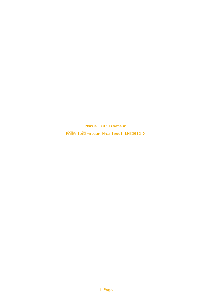 Page 1 de la notice Manuel utilisateur Whirlpool WME3612 X