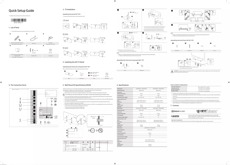 Page 1 de la notice Manuel utilisateur Samsung HG50AJ690YK