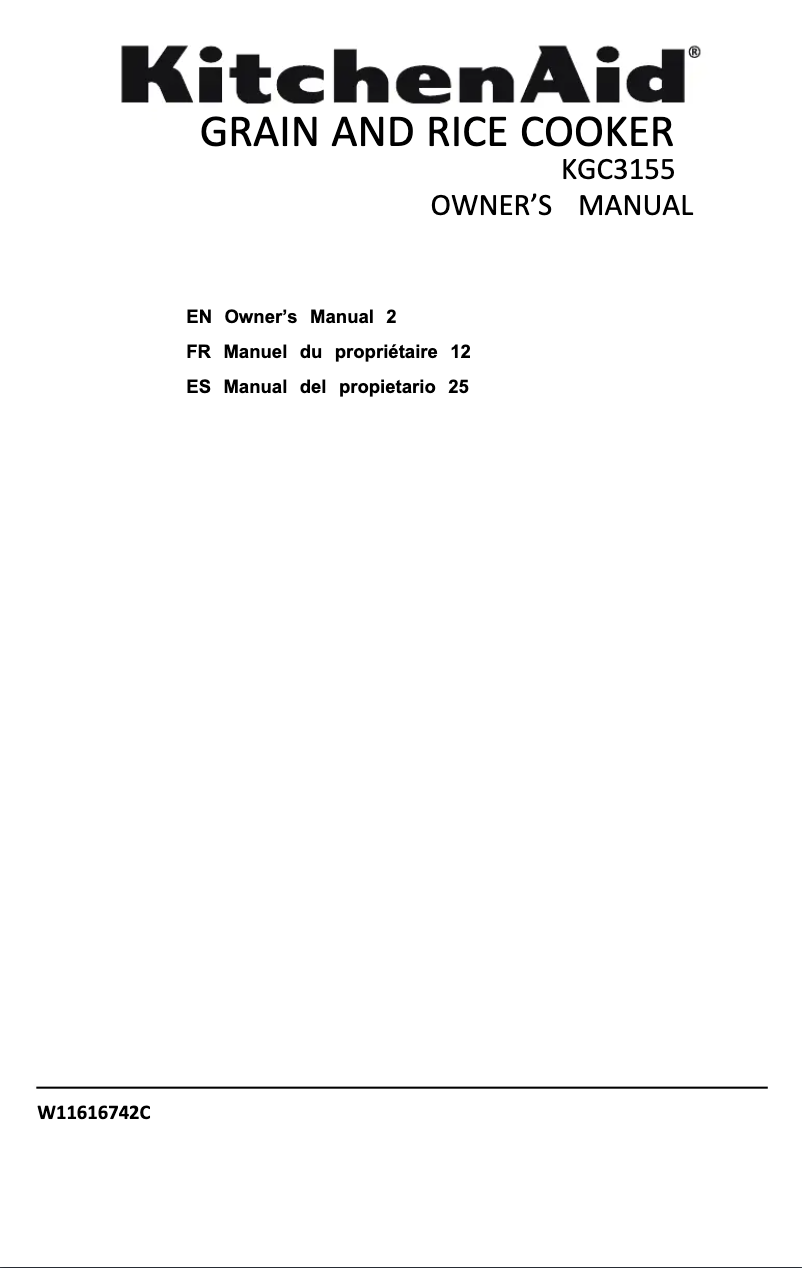 Page 1 de la notice Manuel utilisateur KitchenAid KGC3155