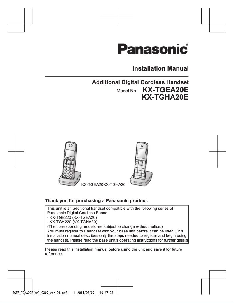 Página 1 del manual Manual de usuario Panasonic KX-TGHA20E