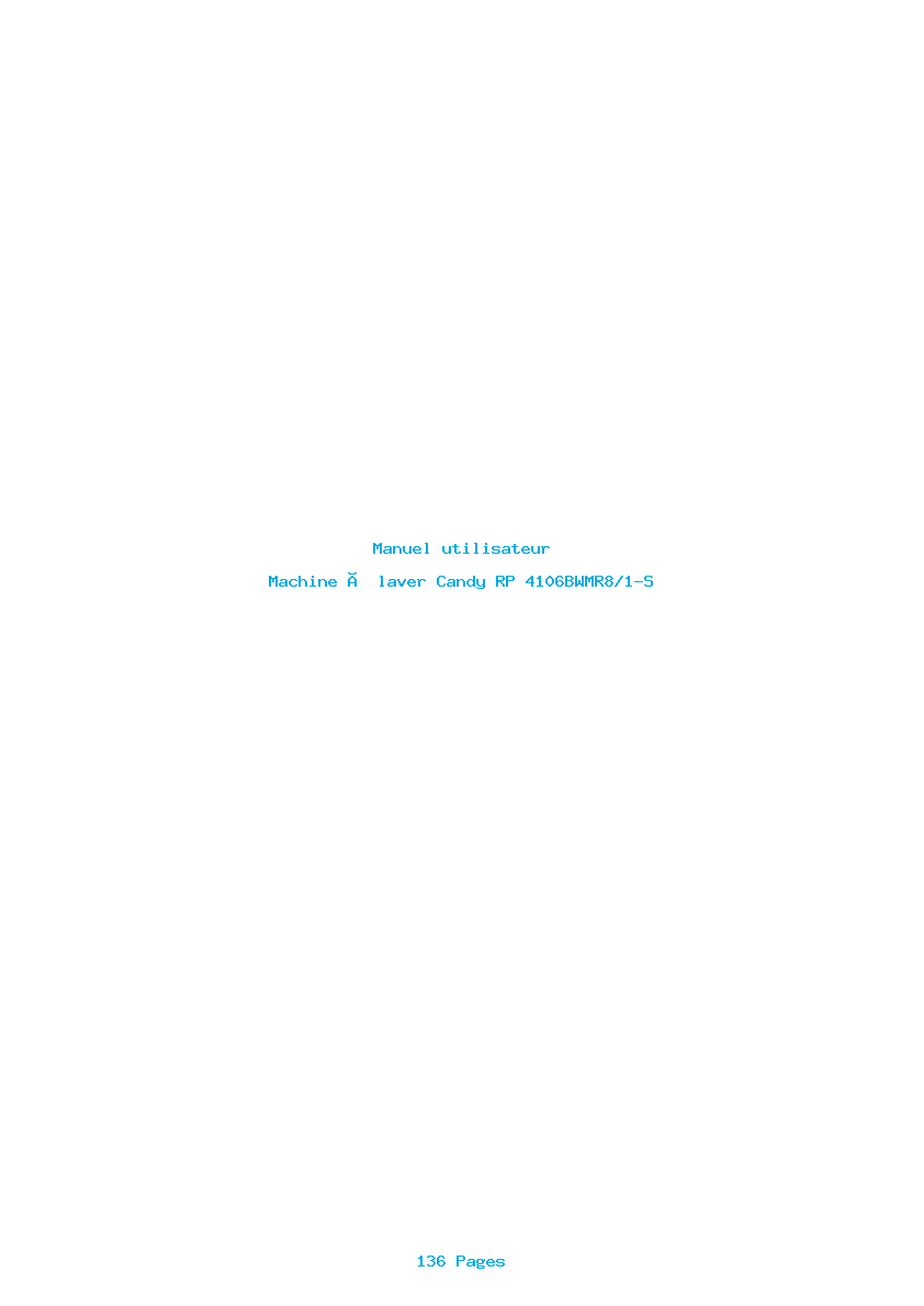 Page 1 de la notice Manuel utilisateur Candy RP 4106BWMR8/1-S
