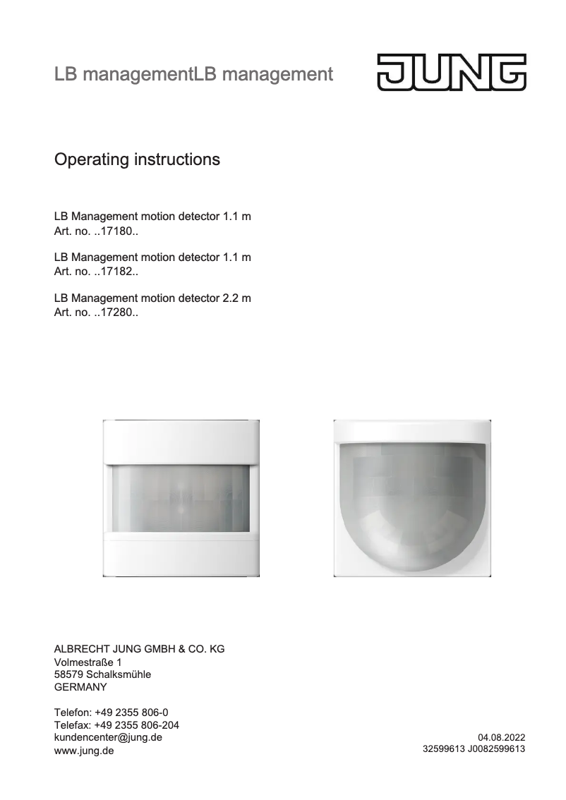 Page 1 de la notice Manuel utilisateur JUNG AL17182