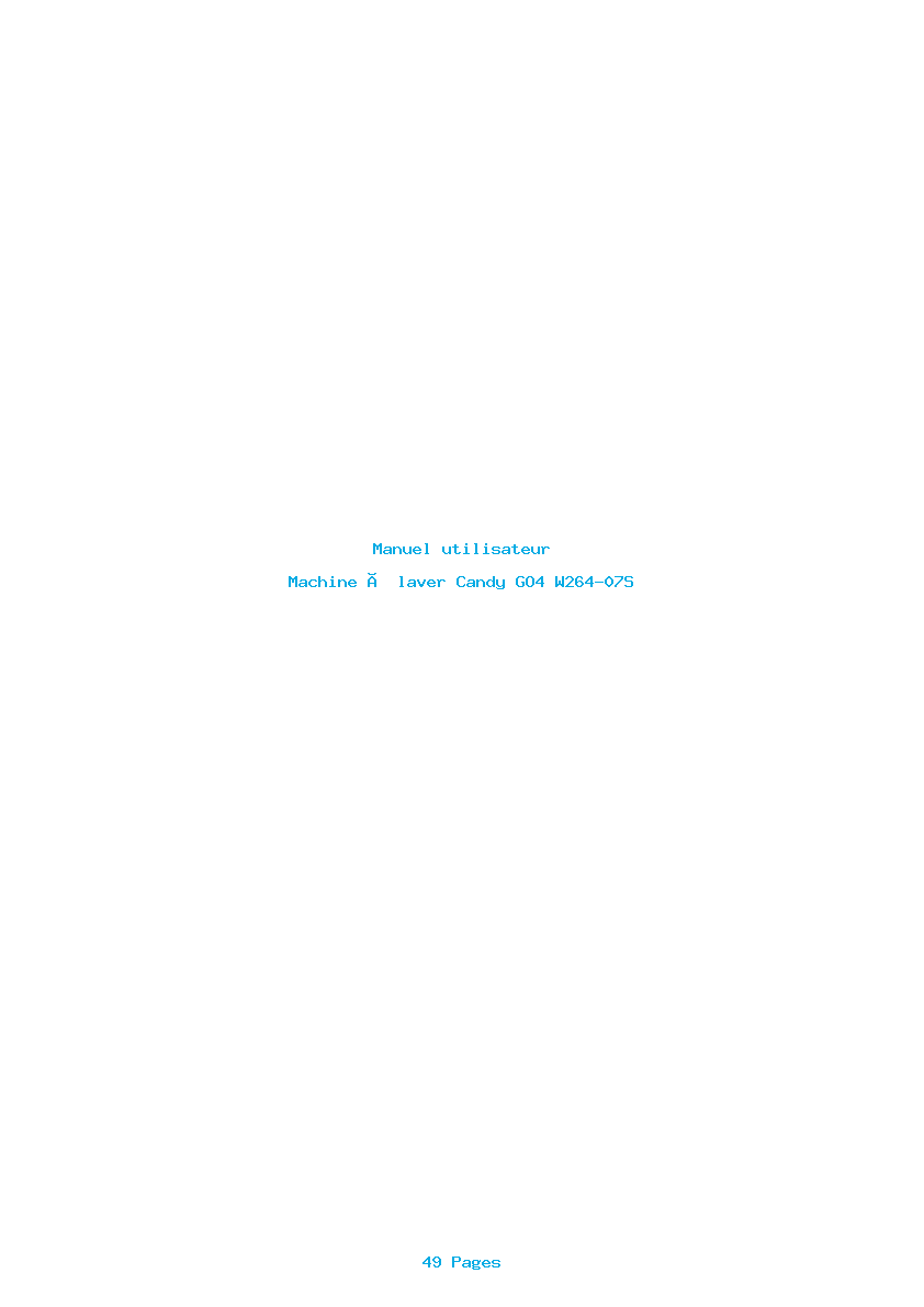 Page 1 de la notice Manuel utilisateur Candy GO4 W264-07S