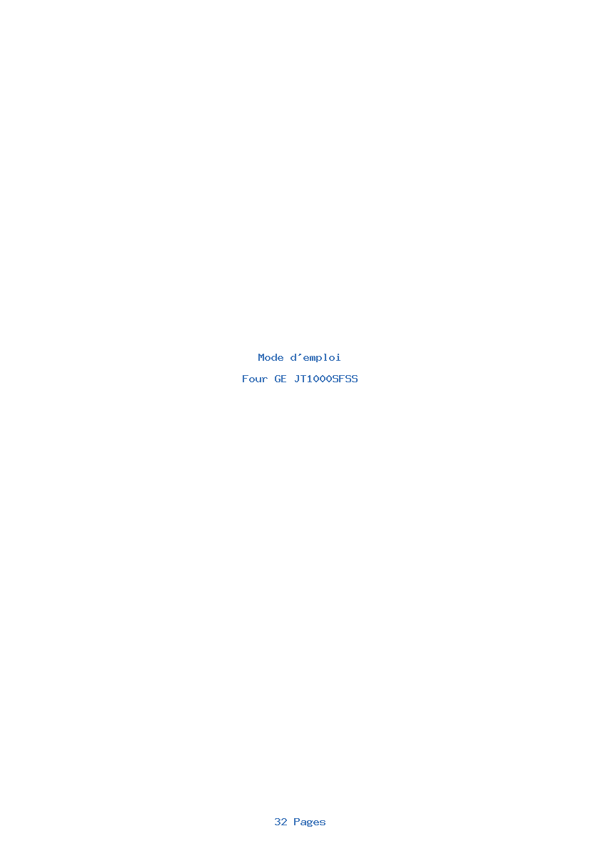 Page 1 de la notice Mode d'emploi GE JT1000SFSS