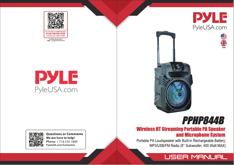 Page 1 de la notice Manuel utilisateur Pyle PPHP844B