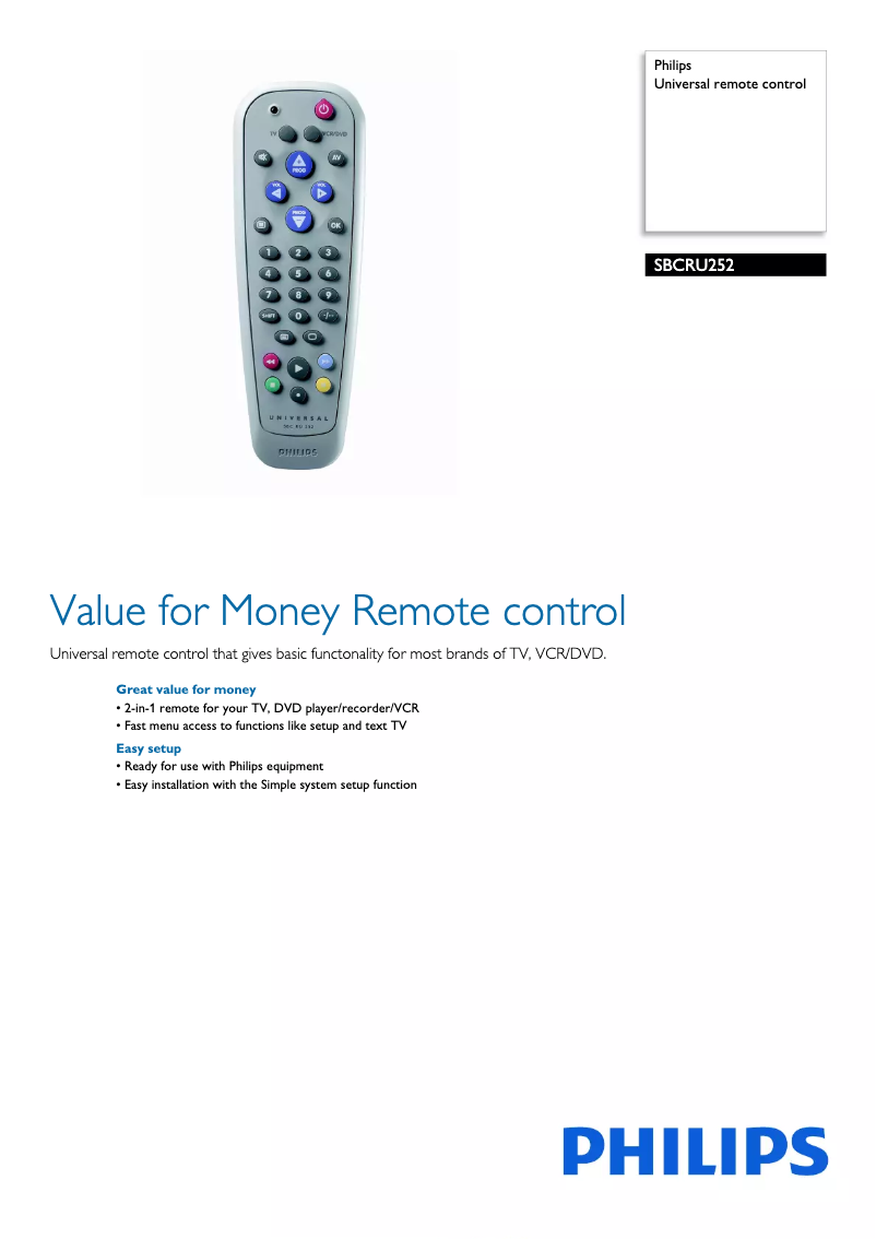 Page 1 de la notice Brochure Philips SBC RU 252