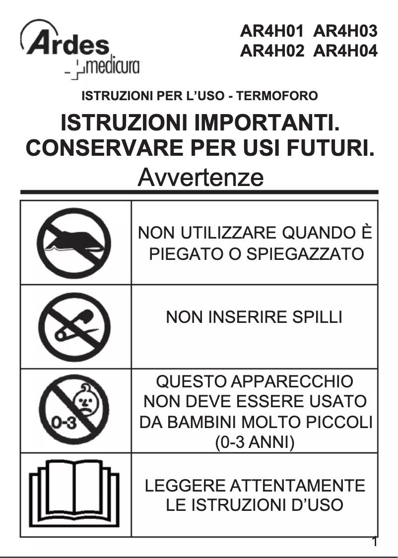 Page 1 de la notice Manuel utilisateur Ardes AR4H04