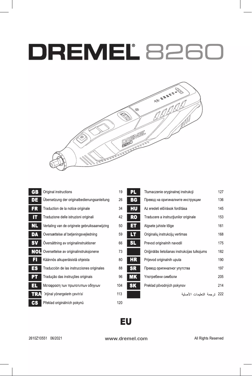 Page 1 de la notice Manuel utilisateur Dremel 8260