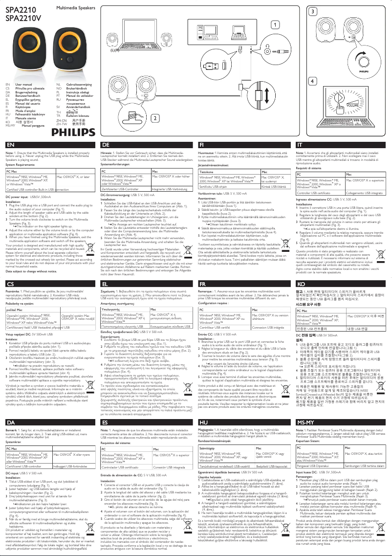 Página 1 del manual Manual de instrucciones Philips SPA2210V