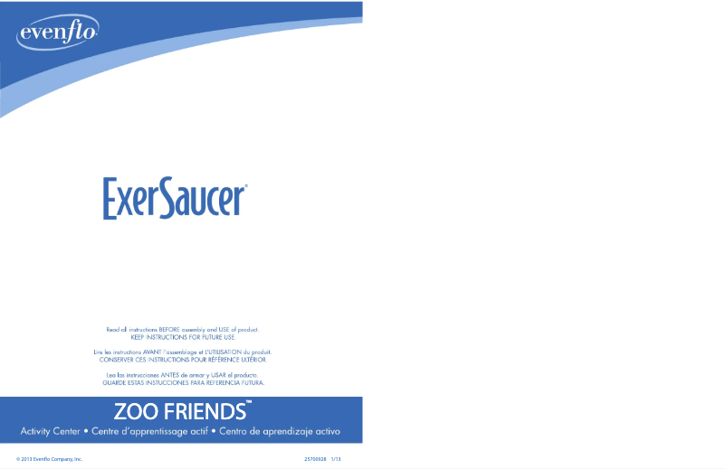 Page 1 of the manual User Manual Evenflo Exersaucer Zoo Friends