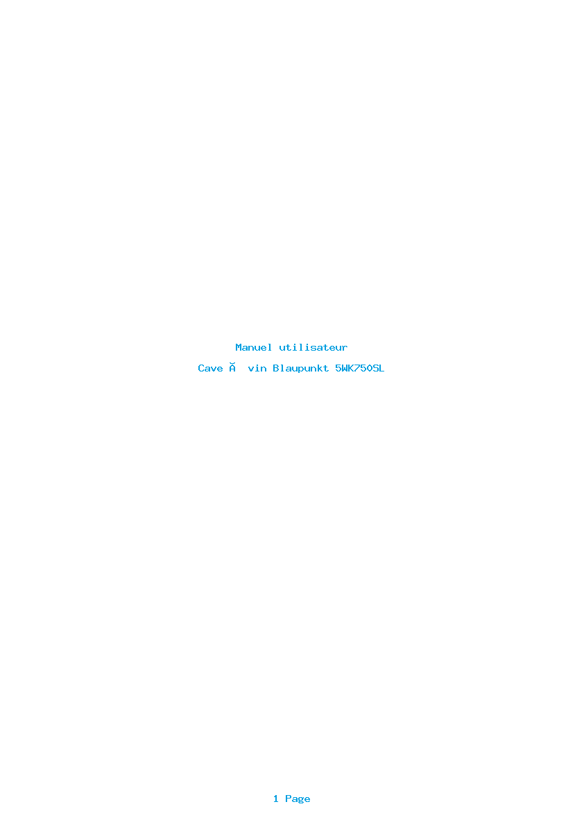 Page 1 de la notice Manuel utilisateur Blaupunkt 5WK750SL