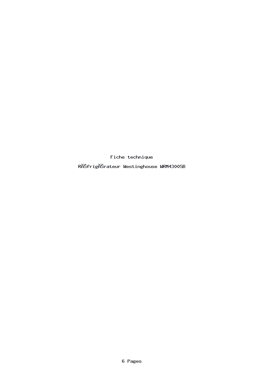 Page 1 de la notice Fiche technique Westinghouse WRM4300SB