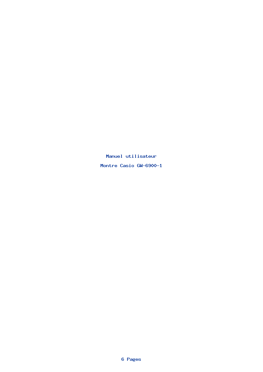 Page 1 de la notice Manuel utilisateur Casio GW-6900-1