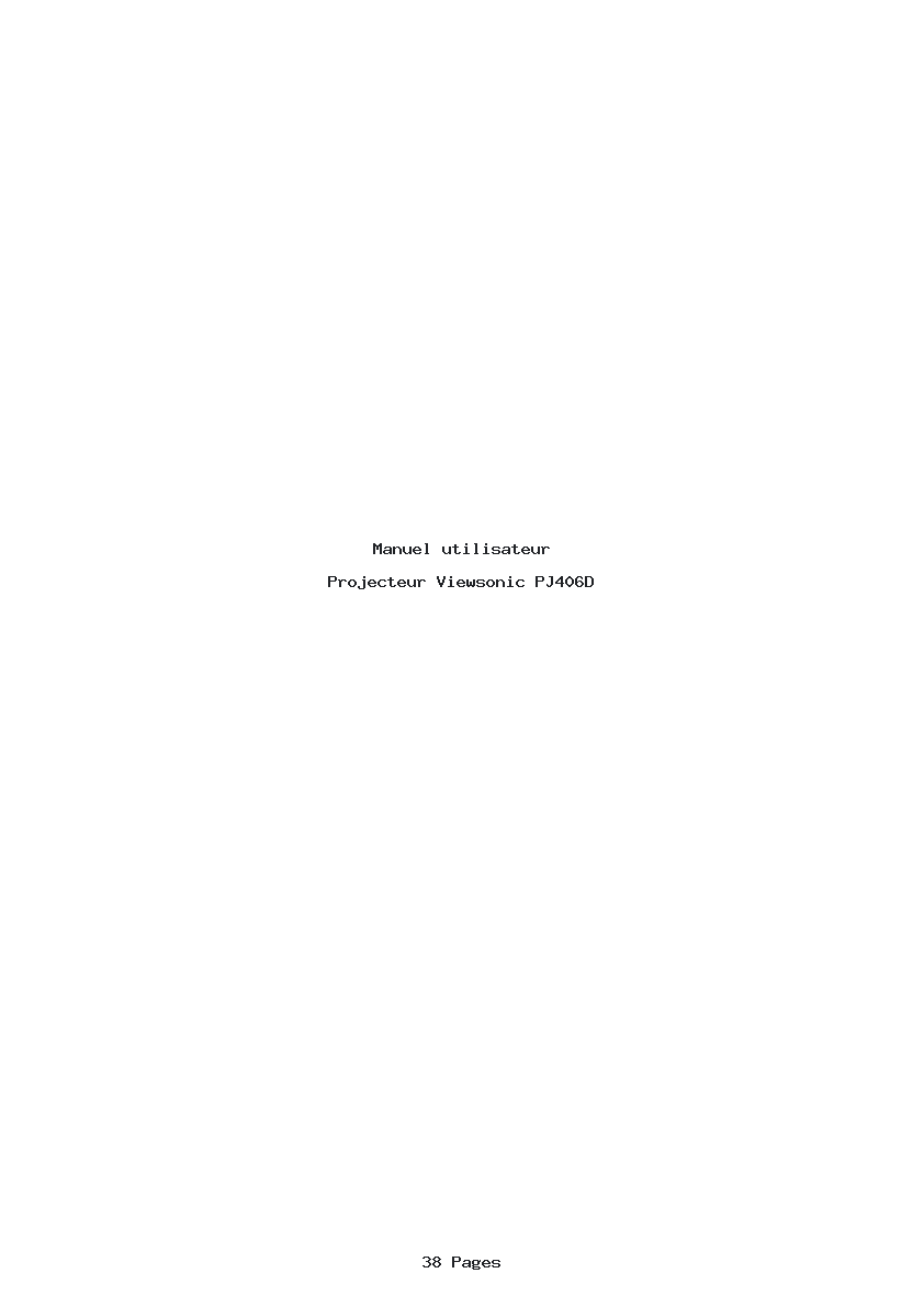 Page 1 de la notice Manuel utilisateur Viewsonic PJ406D