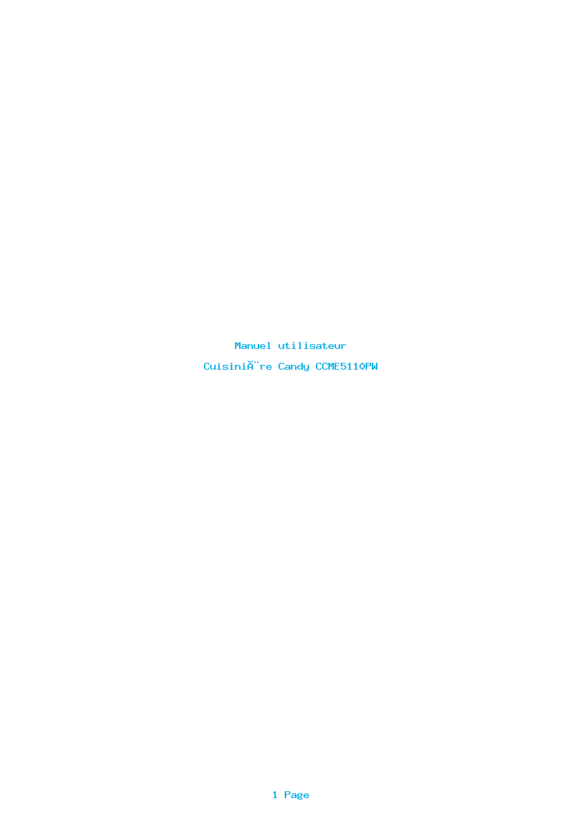 Page 1 de la notice Manuel utilisateur Candy CCME5110PW