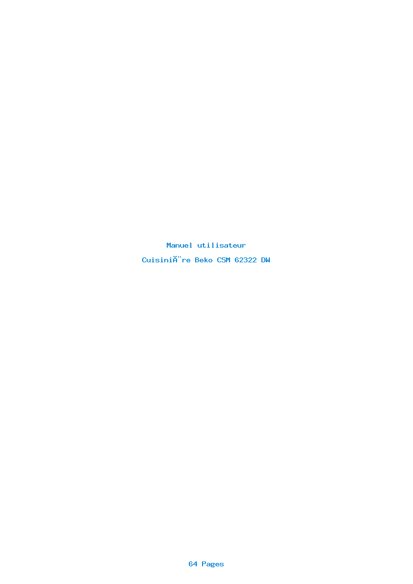 Page 1 de la notice Manuel utilisateur Beko CSM 62322 DW