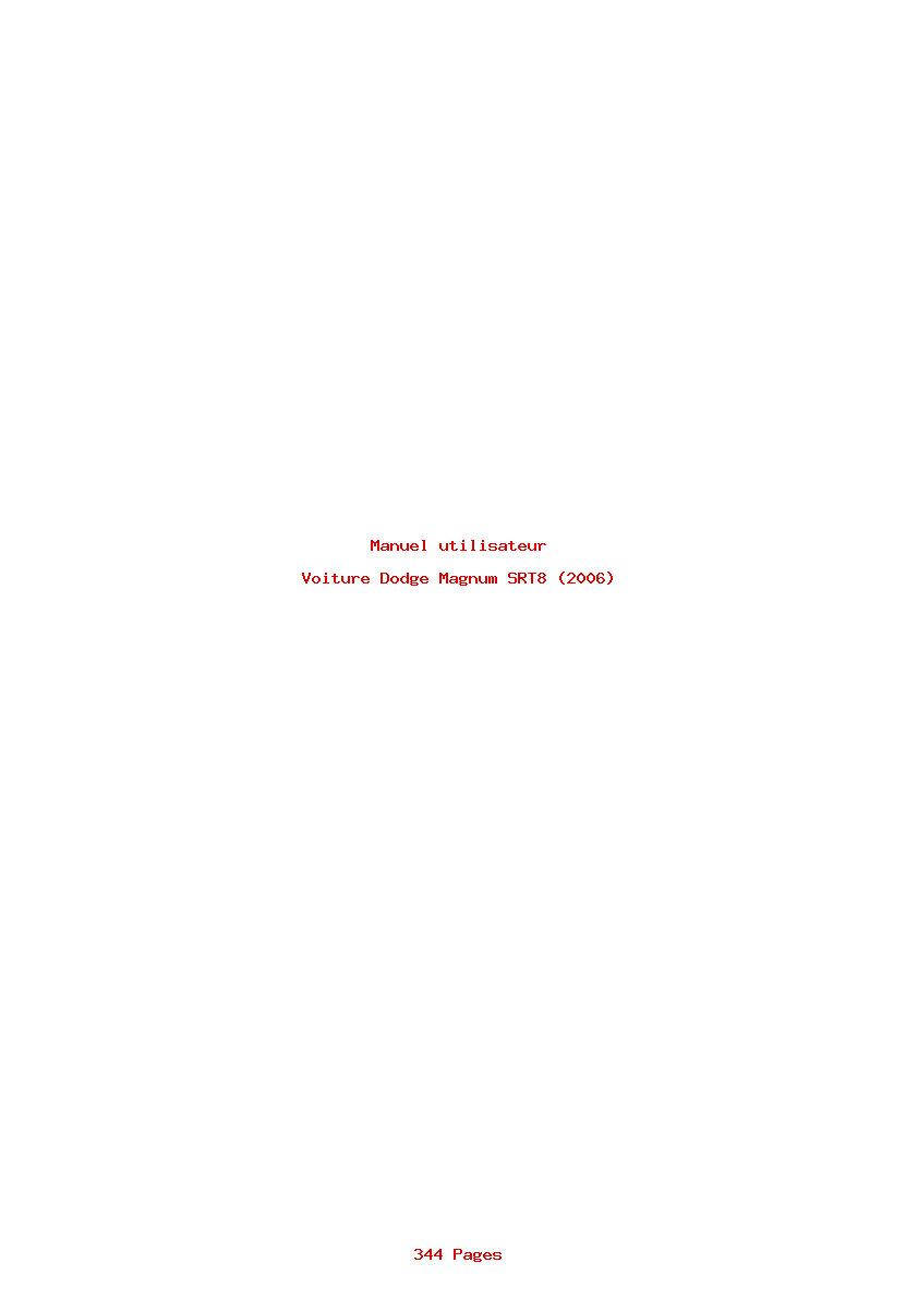 Page 1 de la notice Manuel utilisateur Dodge Magnum SRT8 (2006)