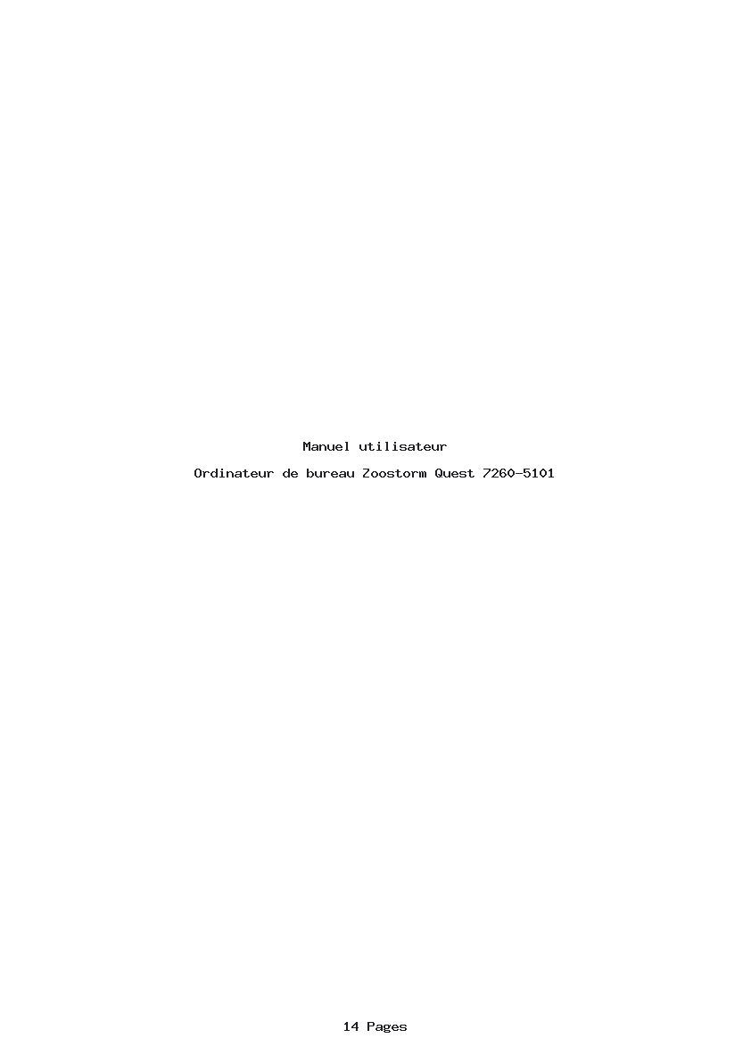 Page 1 de la notice Manuel utilisateur Zoostorm Quest 7260-5101