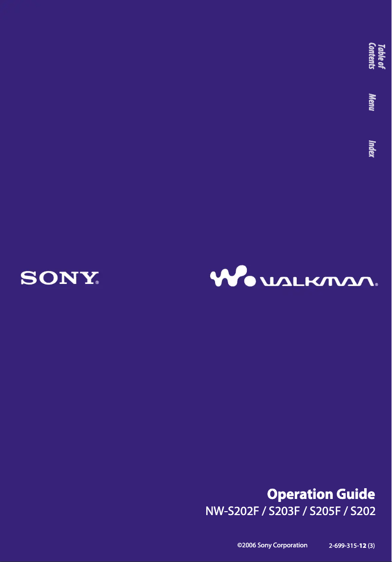 Page 1 de la notice Manuel utilisateur Sony Walkman NW-S205F