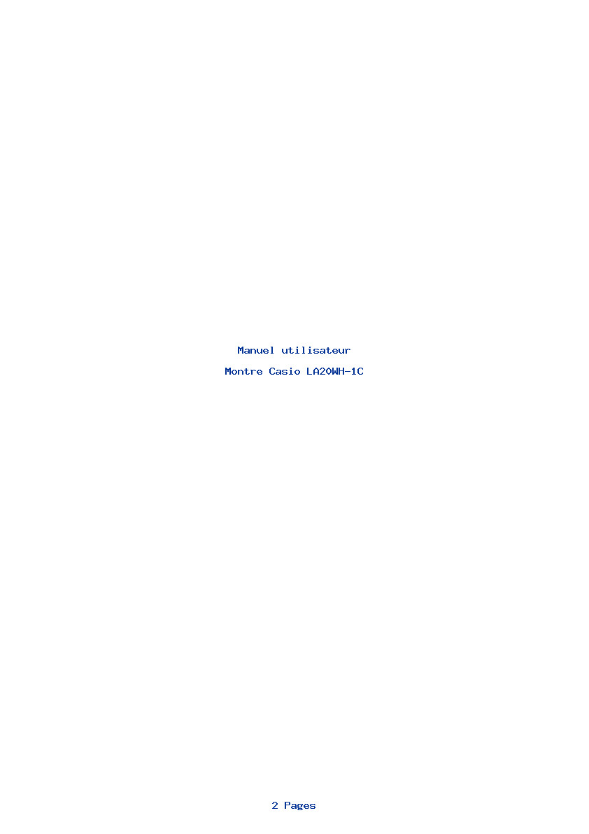 Page 1 de la notice Manuel utilisateur Casio LA20WH-1C