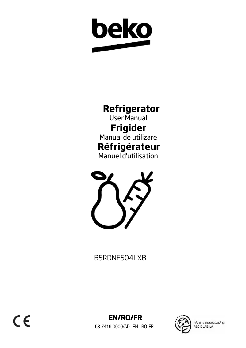 Page 1 de la notice Manuel utilisateur Beko B5RDNE504LXB