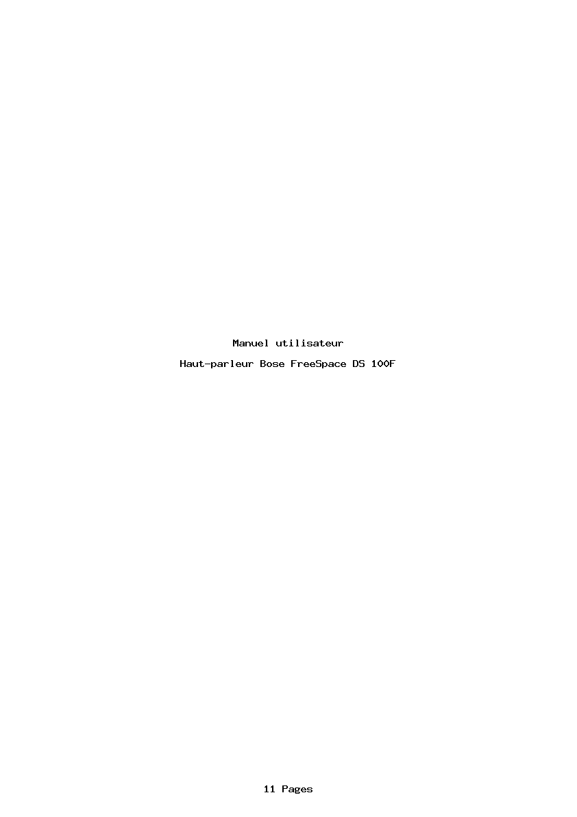 Page 1 de la notice Manuel utilisateur Bose FreeSpace DS 100F