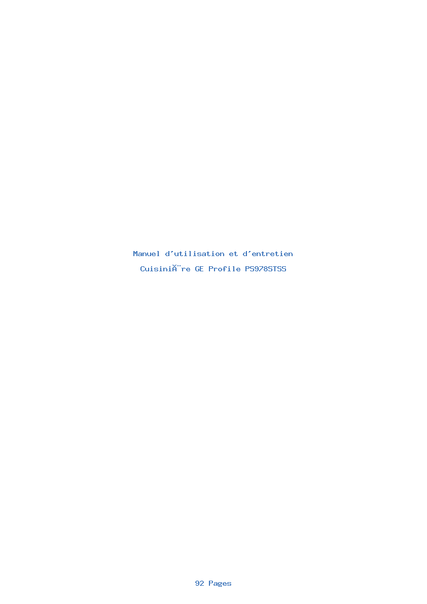 Page 1 de la notice Manuel d'utilisation et d'entretien GE Profile PS978STSS
