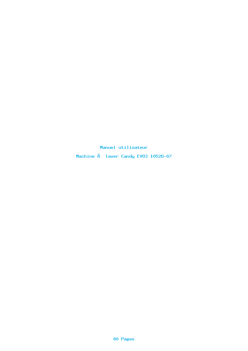 Page 1 de la notice Manuel utilisateur Candy EVO3 1052D-07