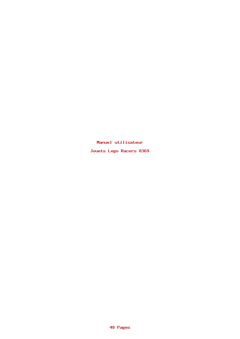 Page 1 de la notice Manuel utilisateur Lego Racers 8369