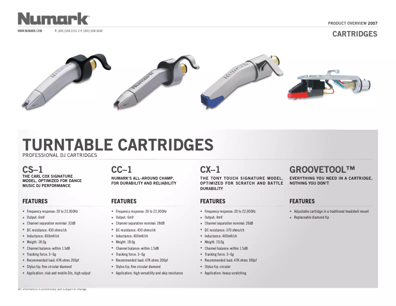 Page 1 of the manual User Manual Numark CS-1