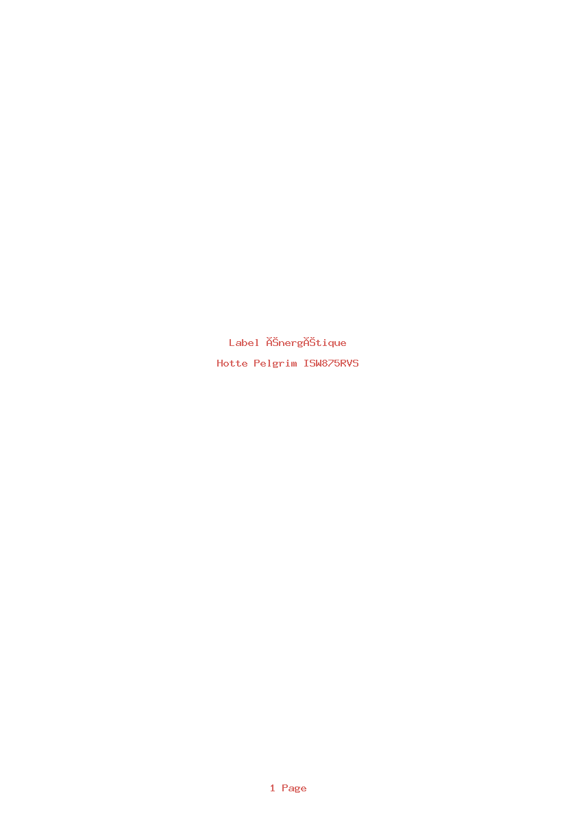 Page 1 de la notice Label énergétique Pelgrim ISW875RVS