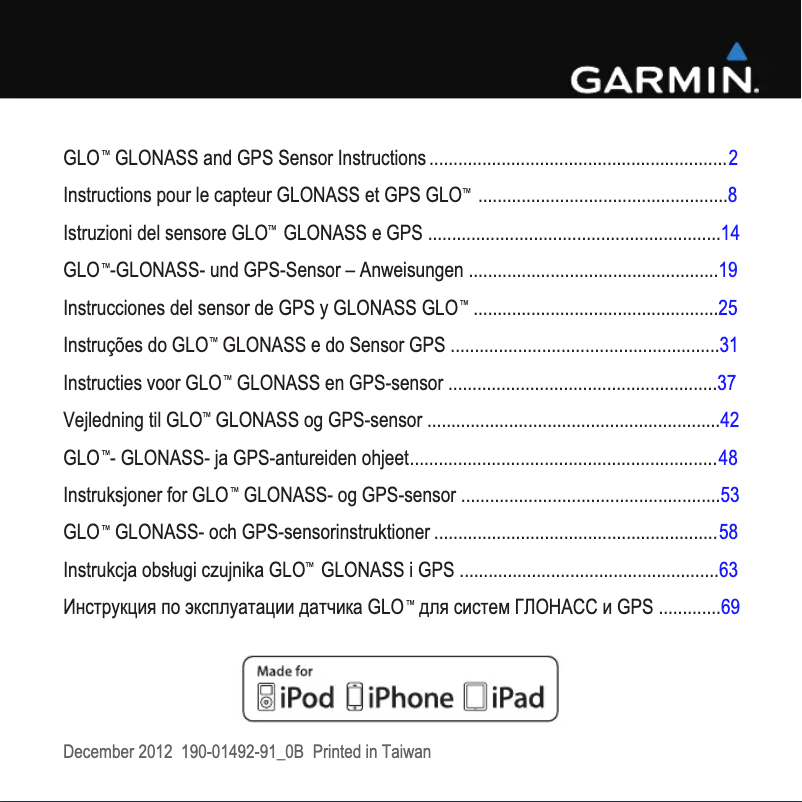 Page 1 of the manual User Manual Garmin GLO