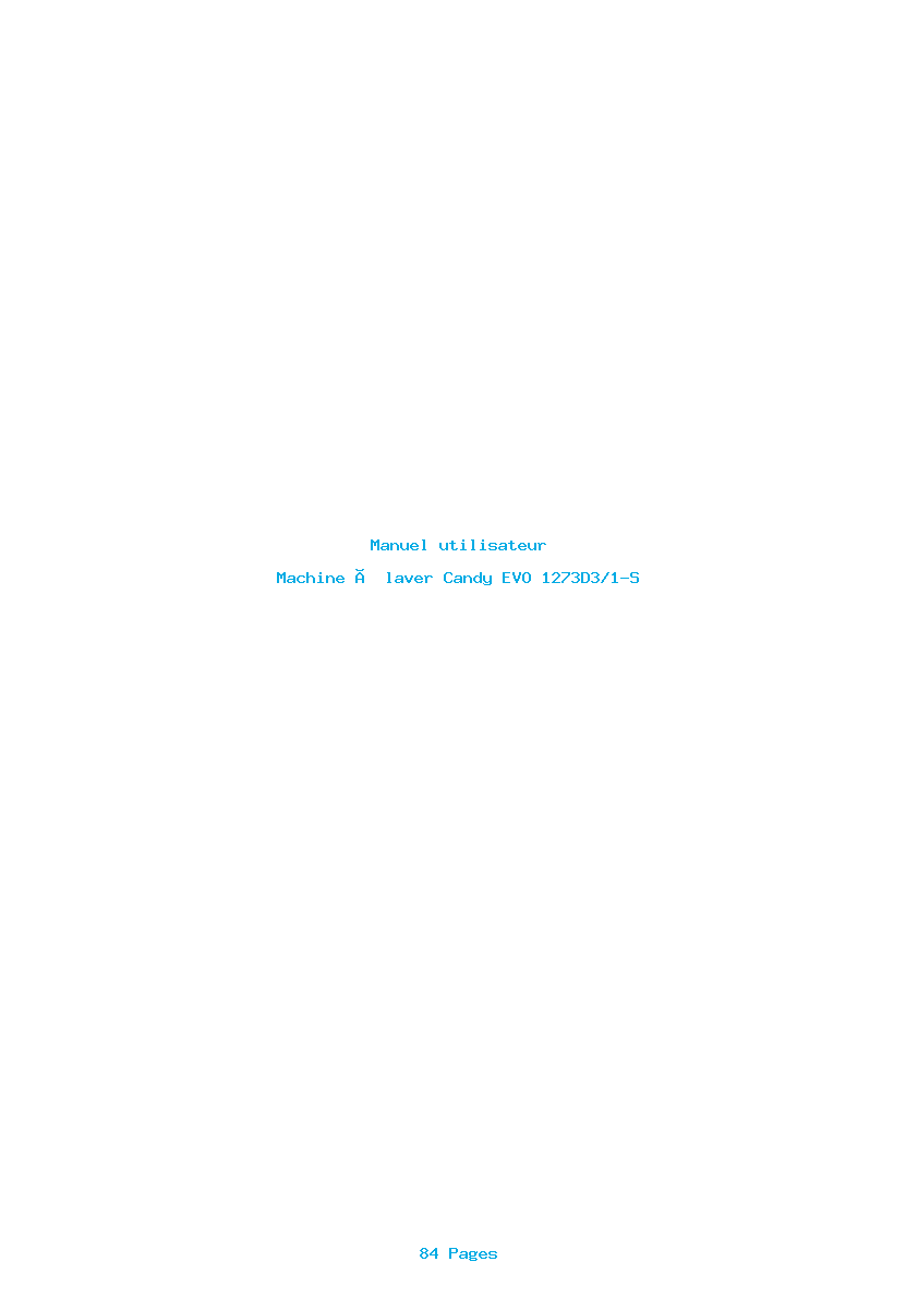 Page 1 de la notice Manuel utilisateur Candy EVO 1273D3/1-S
