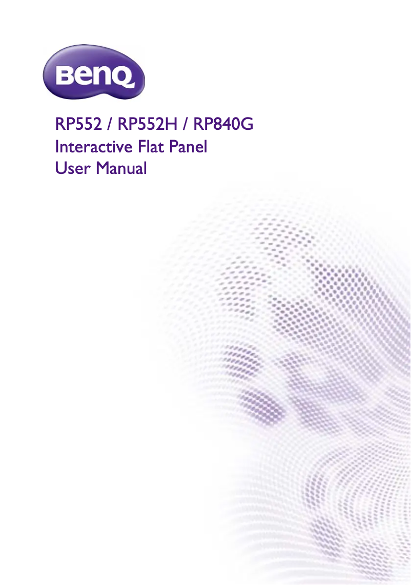 Page 1 of the manual User Manual BenQ RP552