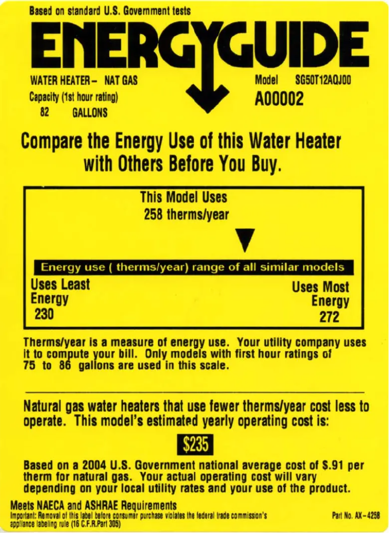 Page 1 of the manual Energy Label GE SG50T12AQJ00