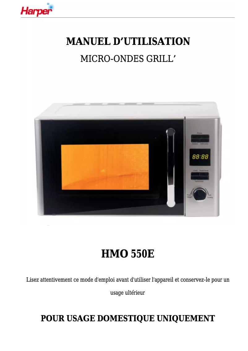 Page 1 de la notice Manuel utilisateur Harper HMO550E