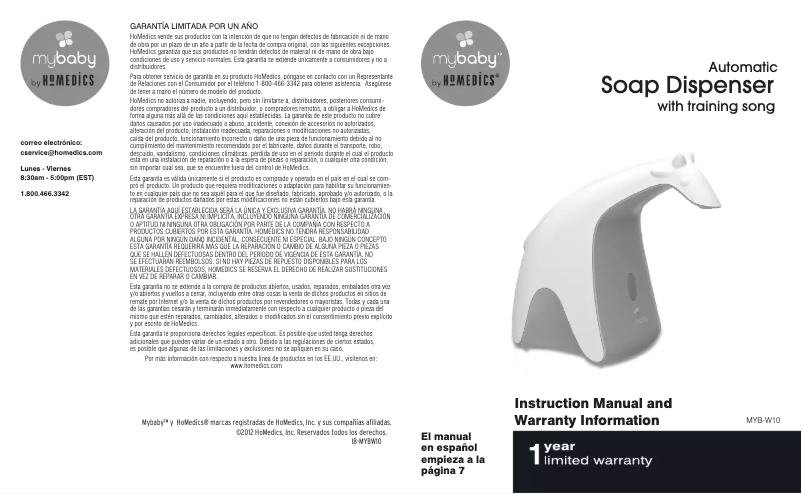 Page 1 de la notice Manuel utilisateur Homedics Automatic Soap Dispenser MYB-W10