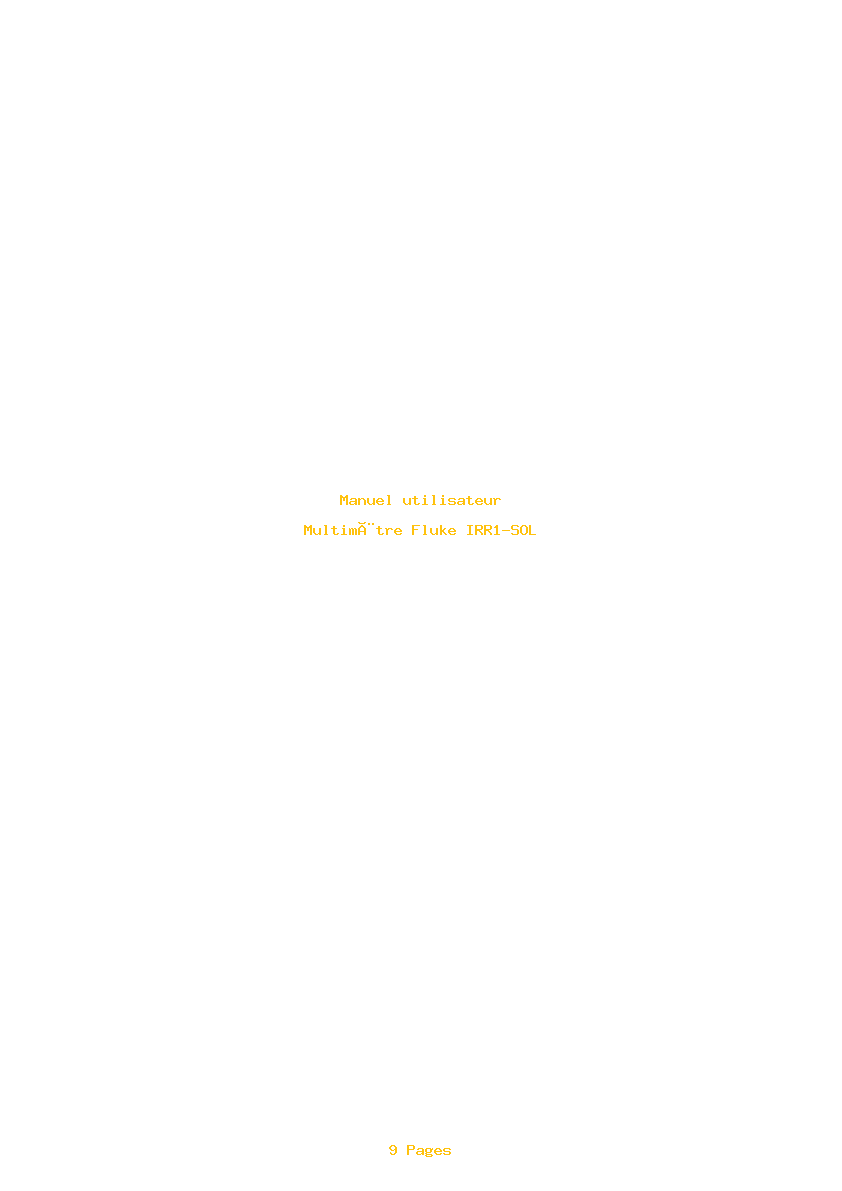 Page 1 de la notice Manuel utilisateur Fluke IRR1-SOL